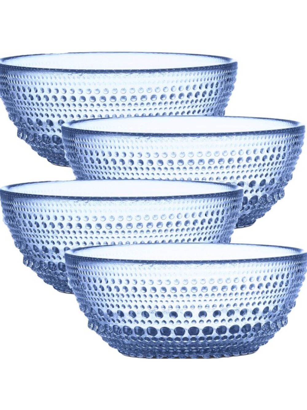 Set of 4 Blue Hobnail Glass Bowls - 20 oz Decorative Kitchen Serveware